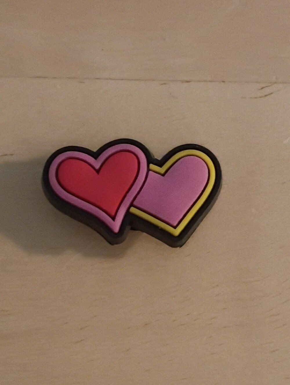 10 for $10 Jibbitz Croc Charms - Double Heart Red Pink Yellow 2 - New Shoe Charm